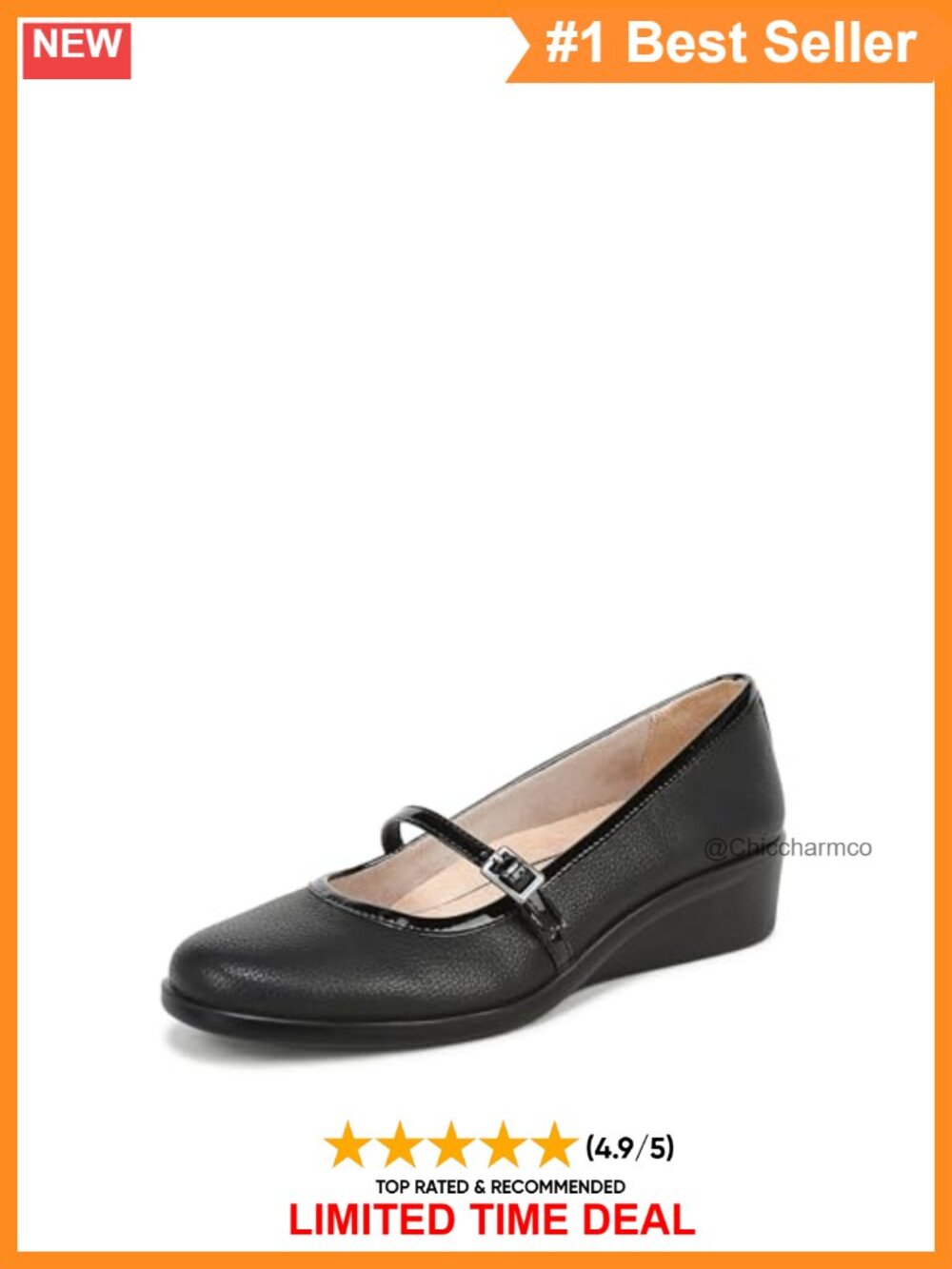 Mary Jane Flats with Cushioned Arch Support and Adjustable Buckle Strap